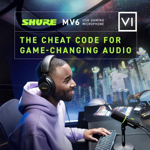 Shure MV6 Micrófono Condensador USB para Podcast Grabación y Streaming Negro