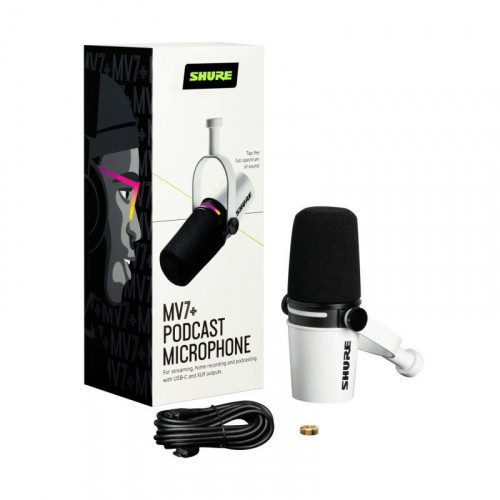 Shure MV7+ Micrófono Dinámico USB/XLR para Podcast Streaming Blanco