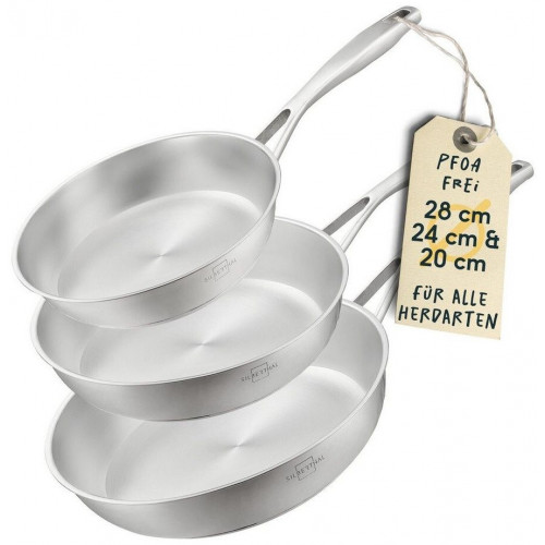 Silberthal Frying pan uncoated 20 / 24 / 28 cm set of 3