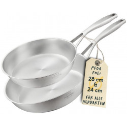 Silberthal Frying pan uncoated induction stainless steel ovenproof up to 400°C Ø 28 cm 2-piece.