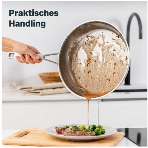 Silberthal Frying pan uncoated induction stainless steel ovenproof up to 400°C Ø 28 cm 2-piece.