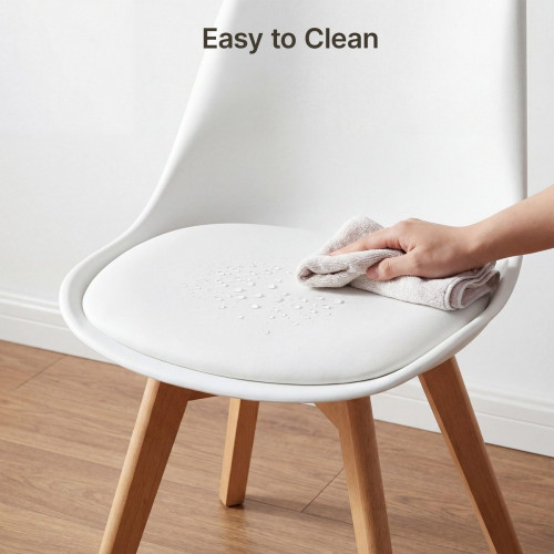 Silla de cocina 6 plazas blanca,diseño escandinavo moderno,respaldo ergonómico,patas de madera maciza,asiento acolchado impermeable