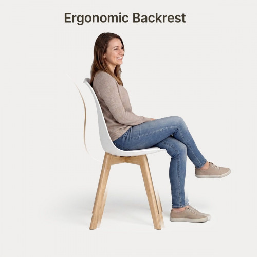 Silla de cocina 6 plazas blanca,diseño escandinavo moderno,respaldo ergonómico,patas de madera maciza,asiento acolchado impermeable