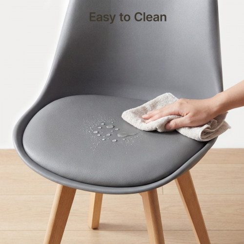 Silla de cocina 6 plazas gris,diseño escandinavo moderno,respaldo ergonómico,patas de madera maciza,asiento acolchado impermeable