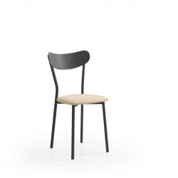 Silla de cocina Eva con estructura metálica en color negro y asiento michigan arena