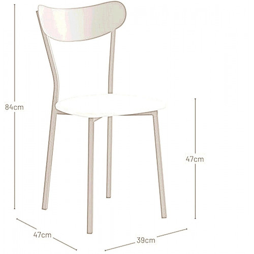Silla de cocina Eva con estructura metálica en color negro y asiento michigan arena