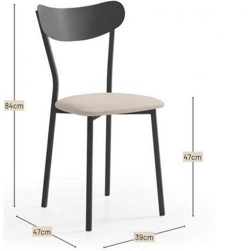 Silla de cocina Eva con estructura metálica en color negro y asiento michigan arena