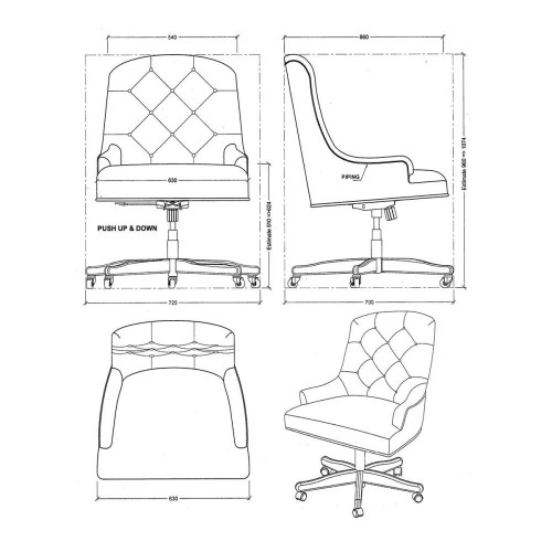 Silla de escritorio con ruedas Marcelle EuroVolter Beige