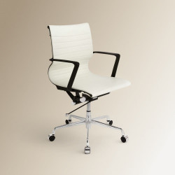 Silla de escritorio en símil piel con ruedas Tyler EuroVolter Blanco