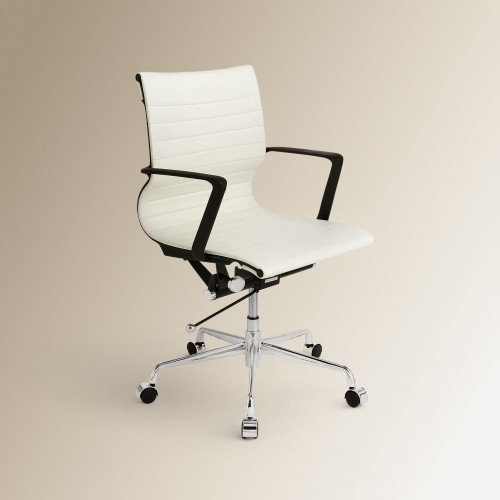 Silla de escritorio en símil piel con ruedas Tyler EuroVolter Blanco