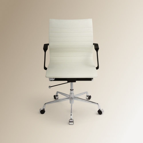 Silla de escritorio en símil piel con ruedas Tyler EuroVolter Blanco