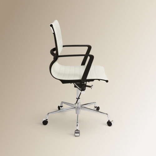 Silla de escritorio en símil piel con ruedas Tyler EuroVolter Blanco