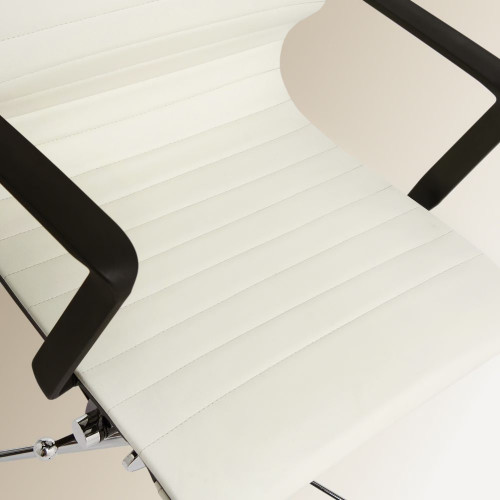 Silla de escritorio en símil piel con ruedas Tyler EuroVolter Blanco