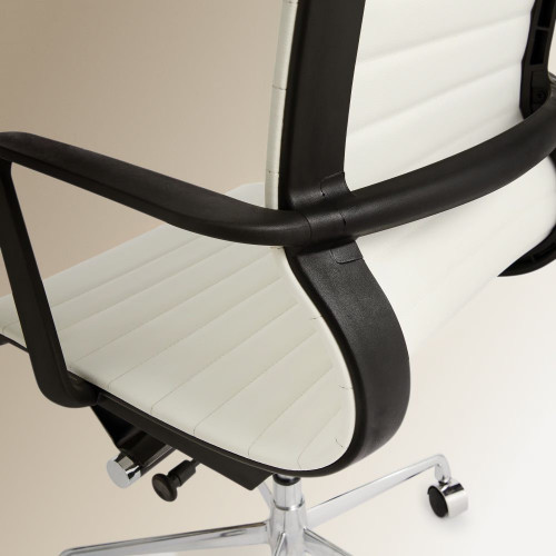 Silla de escritorio en símil piel con ruedas Tyler EuroVolter Blanco