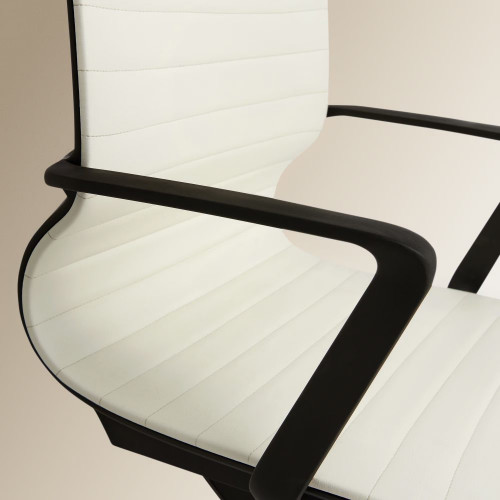 Silla de escritorio en símil piel con ruedas Tyler EuroVolter Blanco