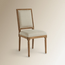 Silla de madera de roble tapizada en lino Fulham Beige