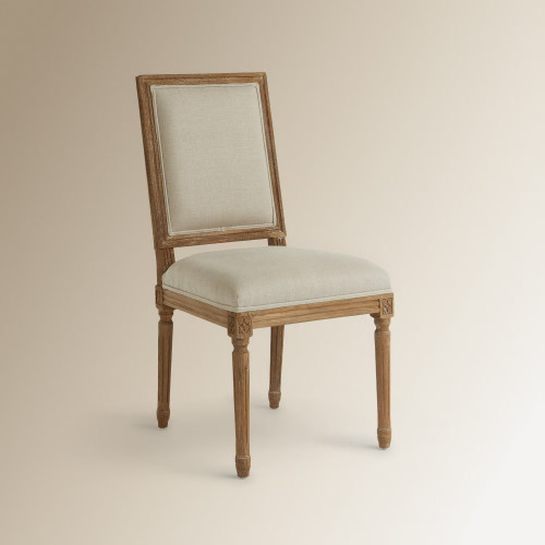 Silla de madera de roble tapizada en lino Fulham Beige