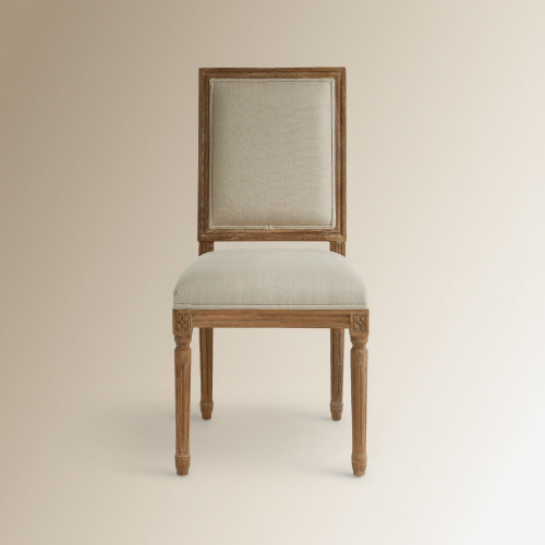 Silla de madera de roble tapizada en lino Fulham Beige