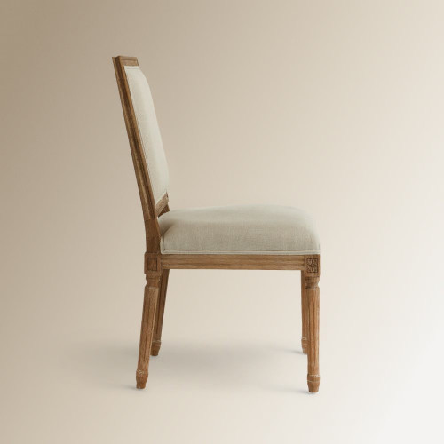Silla de madera de roble tapizada en lino Fulham Beige
