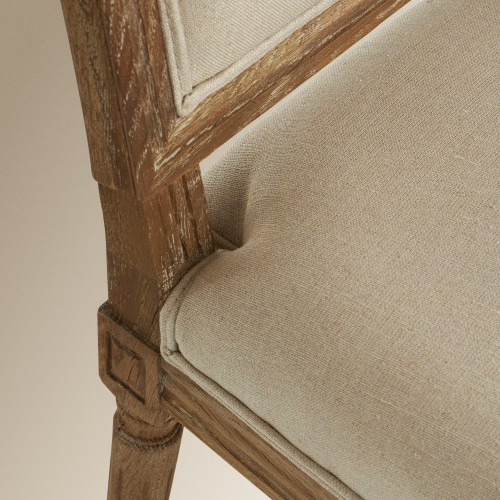 Silla de madera de roble tapizada en lino Fulham Beige