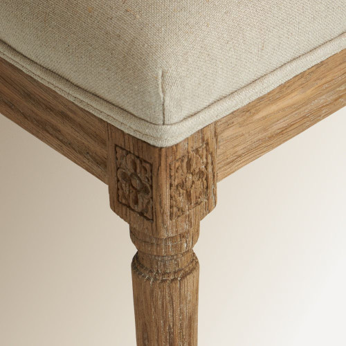 Silla de madera de roble tapizada en lino Fulham Beige