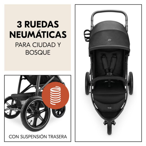 Silla de Paseo Todoterreno 3 Ruedas de Aire Hauck Rapid 3 Air Negro