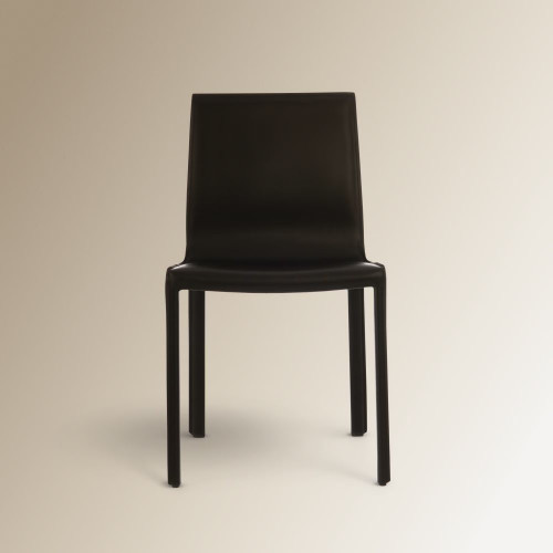 Silla de piel regenerada Módena Negro