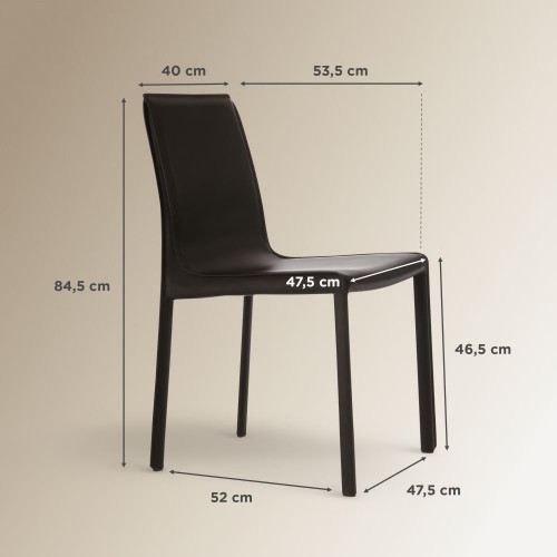 Silla de piel regenerada Módena Negro