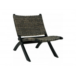 Silla de ratán kubu natural y madera maciza de caoba negro