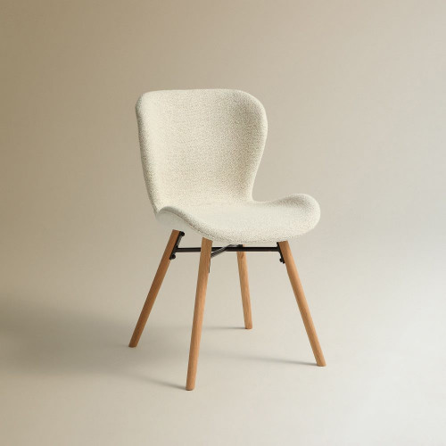 Silla en tejido bouclé Curly Blanco / Natural