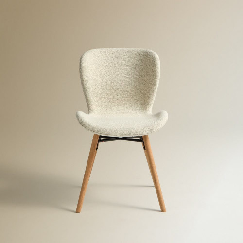 Silla en tejido bouclé Curly Blanco / Natural