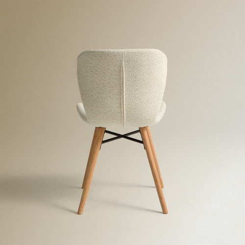 Silla en tejido bouclé Curly Blanco / Natural