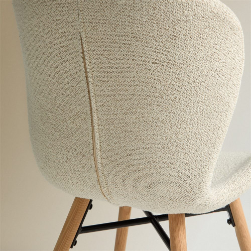 Silla en tejido bouclé Curly Blanco / Natural