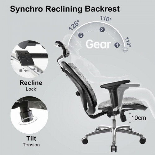 Silla ergonómica Sihoo M57 con soporte lumbar ajustable y reposabrazos 3D, malla transpirable