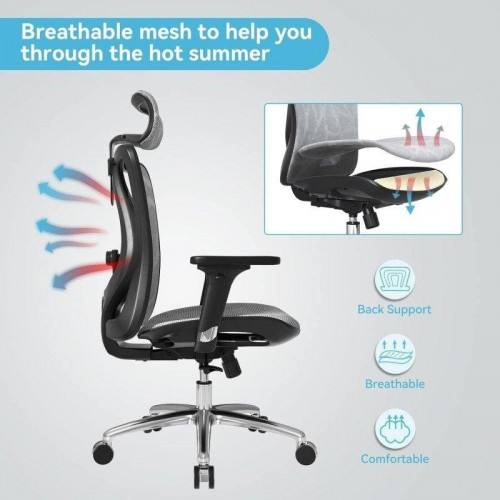 Silla ergonómica Sihoo M57 con soporte lumbar ajustable y reposabrazos 3D, malla transpirable