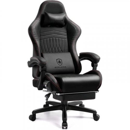 Silla Gaming GTPLAYER con Altavoces y Reposapiés Negro-Rojo