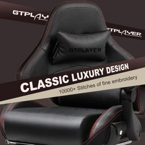Silla Gaming GTPLAYER con Altavoces y Reposapiés Negro-Rojo
