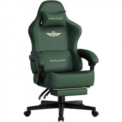 Silla Gaming GTPLAYER con Reclino 150° y Reposapiés - Cuero Sintético Verde
