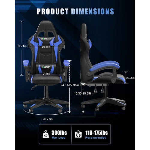 Silla gaming, RATTANTREE Silla gaming profesional con tecnología LED RGB incorporada, con reposacabezas, soporte lumbar y reposabrazos