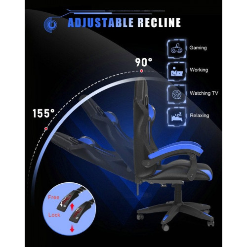 Silla gaming, RATTANTREE Silla gaming profesional con tecnología LED RGB incorporada, con reposacabezas, soporte lumbar y reposabrazos