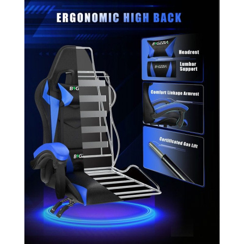 Silla gaming, RATTANTREE Silla gaming profesional con tecnología LED RGB incorporada, con reposacabezas, soporte lumbar y reposabrazos