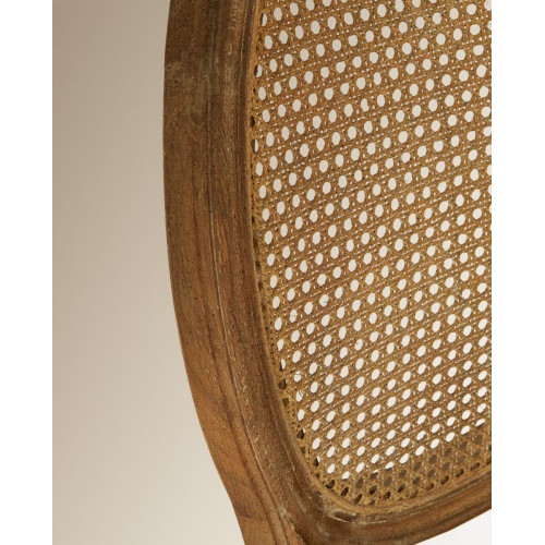 Silla redonda de madera de roble con rejilla tapizada en lino Fulham Beige