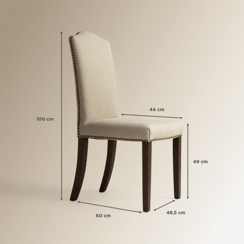 Silla tapizada en lino Grace Beige