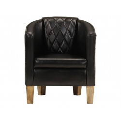 Sillón butaca de cuero auténtico negro