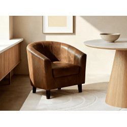 Sillón cabriolet de microfibra envejecida marrón CRISTOBAL II