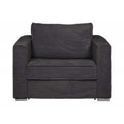 Sillón cama de apertura rápida de pana antracita - Cama de 70 cm - Colchón de 14 cm - LORETO