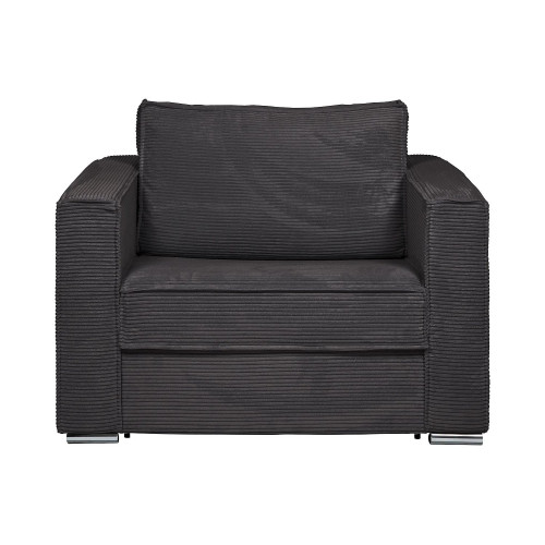 Sillón cama de apertura rápida de pana antracita - Cama de 70 cm - Colchón de 14 cm - LORETO