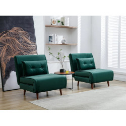 Sillón cama de terciopelo verde pino URIBIA
