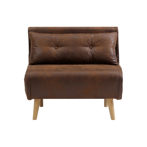Sillón cama en microfibra efecto cuero envejecido - VALERIO