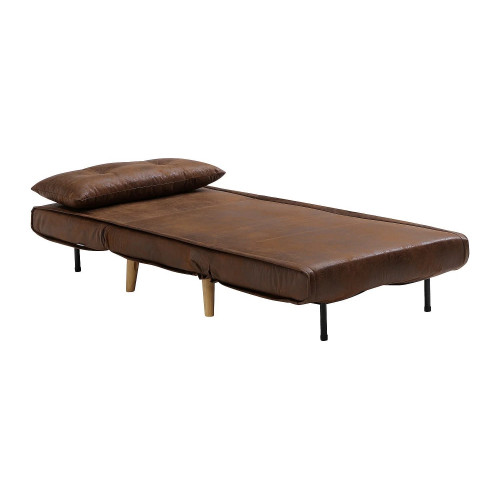 Sillón cama en microfibra efecto cuero envejecido - VALERIO